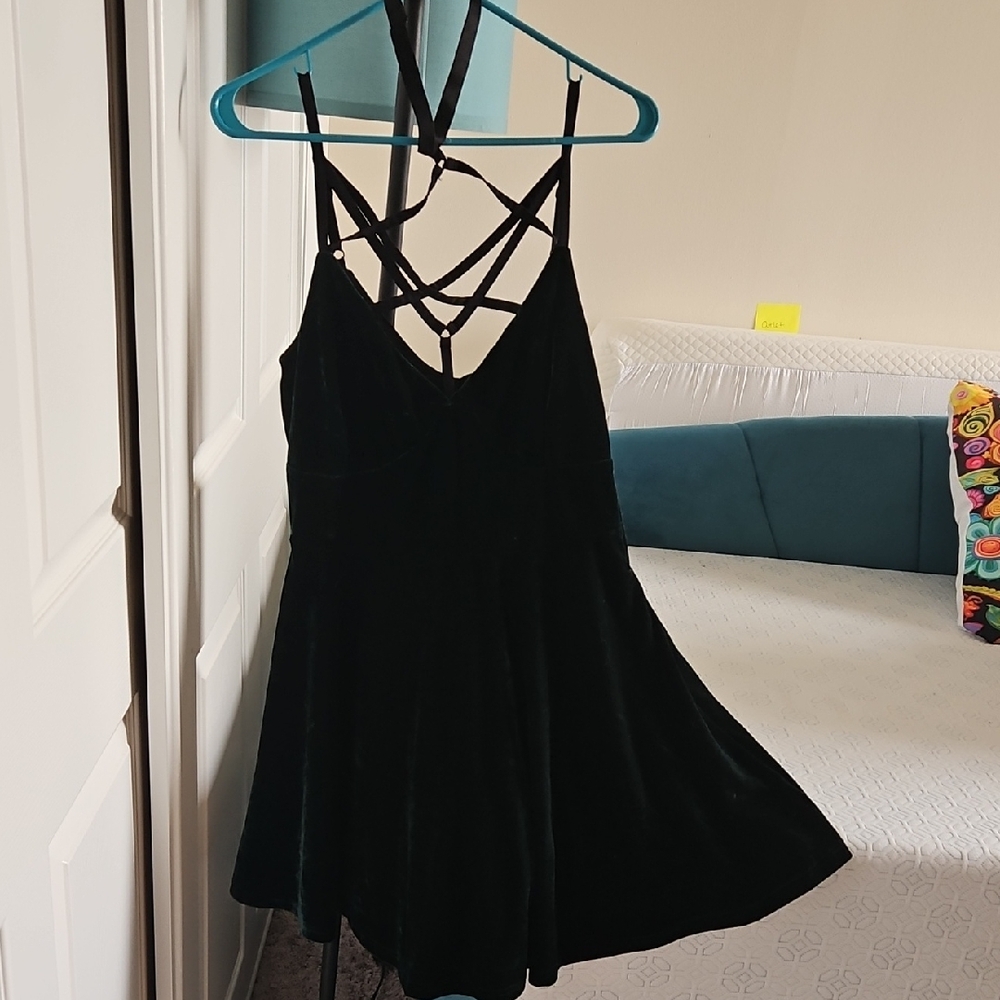Killstar Black Velvet Backless Dress